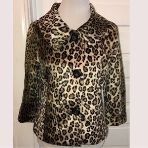 Rafaella Leopard Print 3/4 Sleeve Faux Fur Jacket, Sz M
